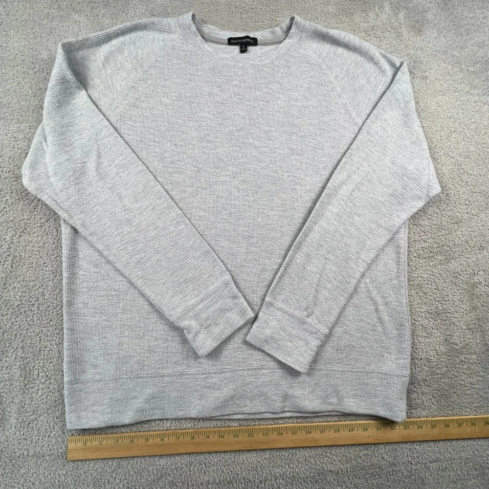 Banana Republic Sweatshirt Mens XL Gray Waffle Knit Raglan Pullover Casual‎